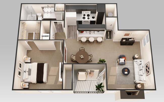 1 Bedroom 1 Bath 207 floor plan